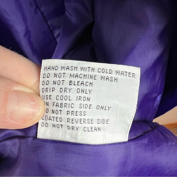Vintage 80s Deep Purple Iridescent Long Trench Coat Rain Jacket 16 Metallic - Picture 12 of 15